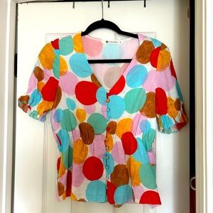 Impeccable Pig colorful patterned blouse. Size extra small.